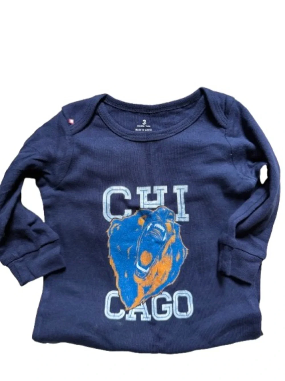 Navy Baby Bear Chicago Graphic One-Piece Bodysuit